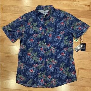 Izod Men's Dockside Woven Blue Floral Shirt